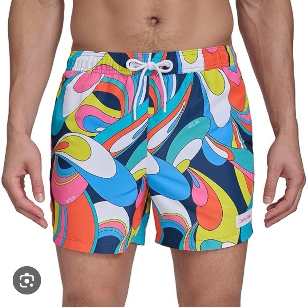 Calvin Klein Swimwear Mens Regular Fit Multi Colour Trunks
